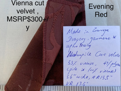 Designer Vienna Evening Red Viscose Cut Velvet