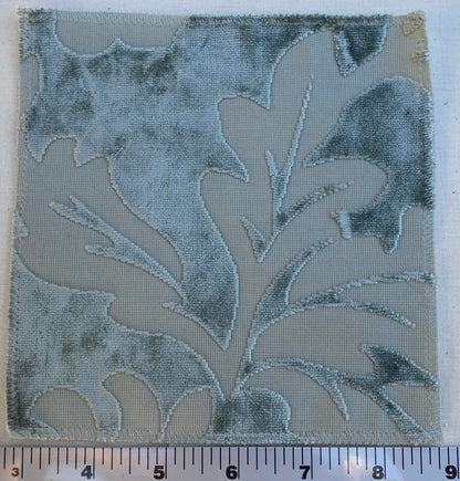 Designer Vienna Evening Icy Aqua Blue Green Cut Velvet