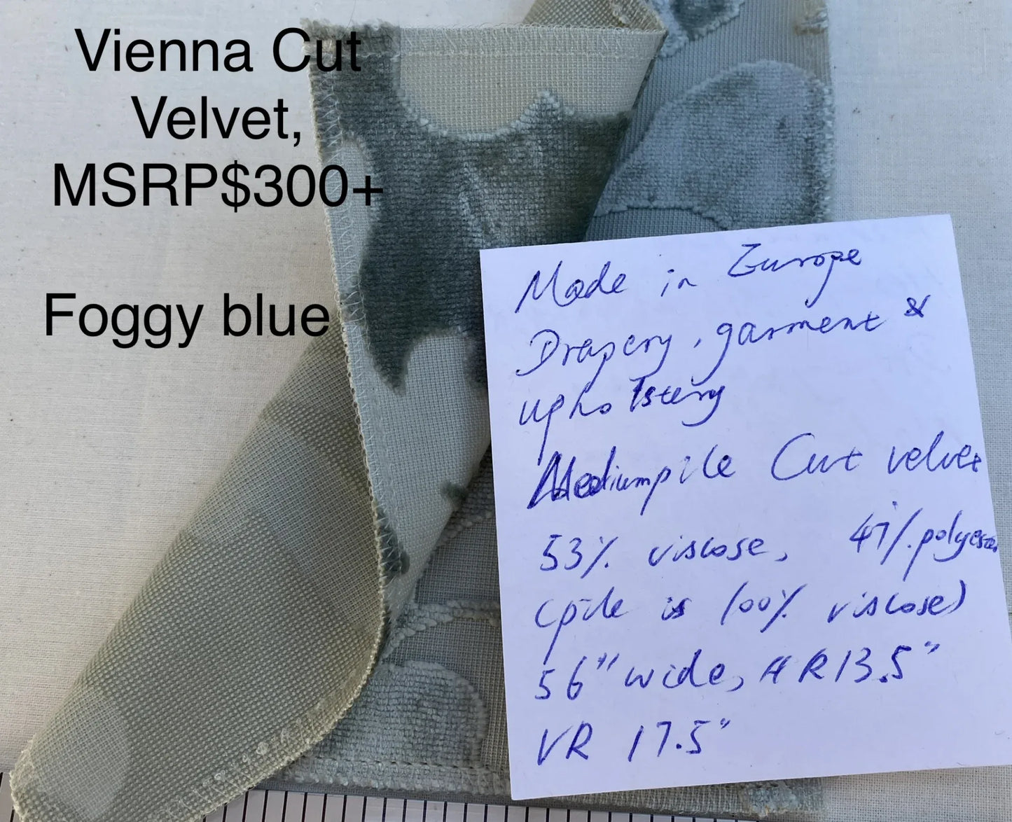 Designer Vienna Evening Icy Aqua Blue Green Cut Velvet