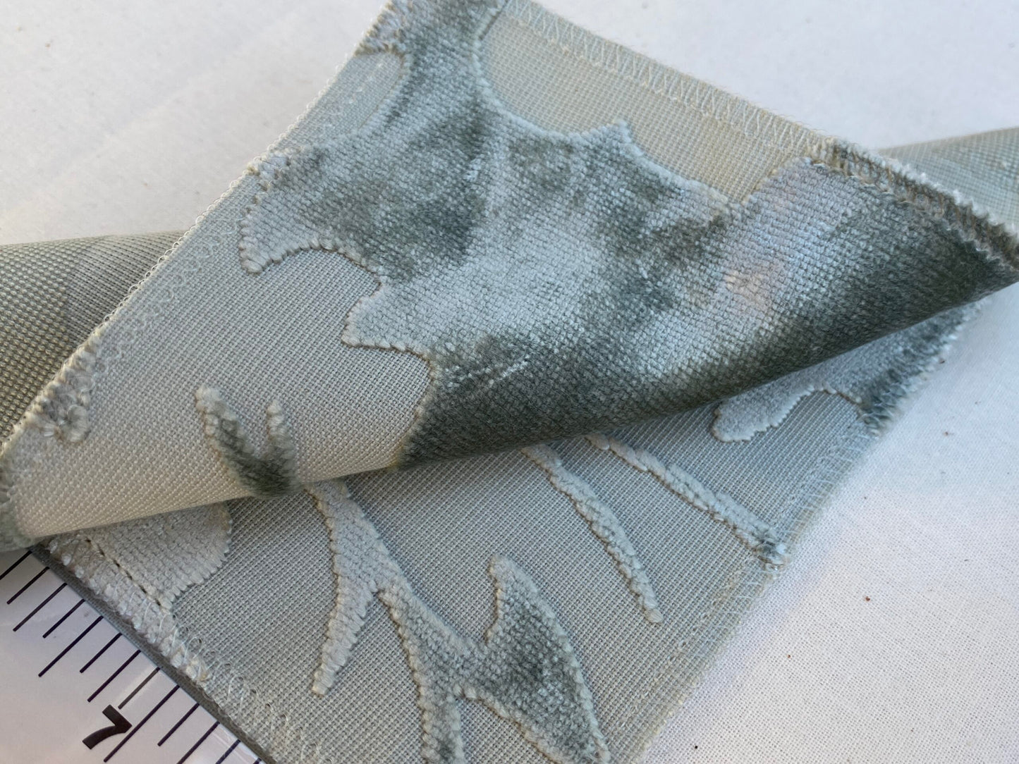 Designer Vienna Evening Icy Aqua Blue Green Cut Velvet