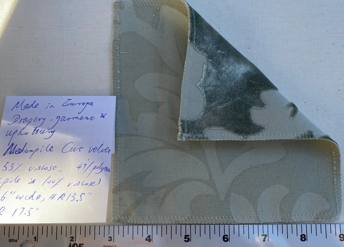 Designer Vienna Evening Icy Aqua Blue Green Cut Velvet