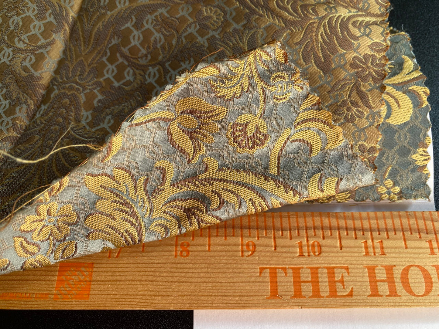In Name of Rose Medallion Acanthus Renaissance Silk Damask Jacquard Blue & Gold MSRP USD 225Y