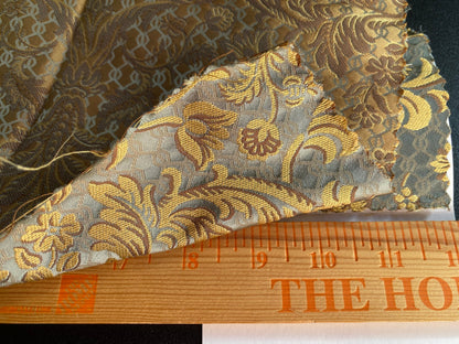 In Name of Rose Medallion Acanthus Renaissance Silk Damask Jacquard Blue & Gold MSRP USD 225Y
