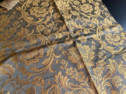 In Name of Rose Medallion Acanthus Renaissance Silk Damask Jacquard Blue & Gold MSRP USD 225Y