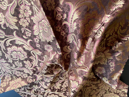 In Name of Rose Medallion Acanthus Renaissance Silk Damask Jacquard Brown & Gold MSRP USD 225Y