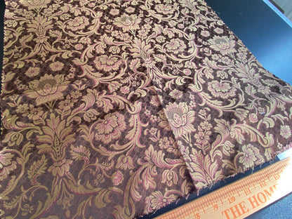 In Name of Rose Medallion Acanthus Renaissance Silk Damask Jacquard Brown & Gold MSRP USD 225Y