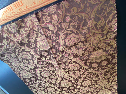In Name of Rose Medallion Acanthus Renaissance Silk Damask Jacquard Brown & Gold MSRP USD 225Y