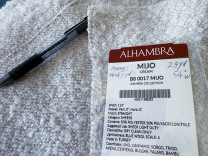 1 Berkbox108 Scalamandre Alhambra Mijo Cream White Solid Texture 2.4yd x54 wide