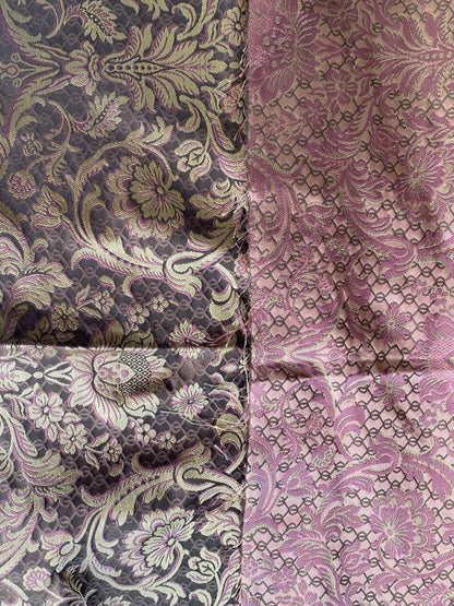 In Name of Rose Medallion Acanthus Renaissance Silk Damask Jacquard Brown & Gold MSRP USD 225Y