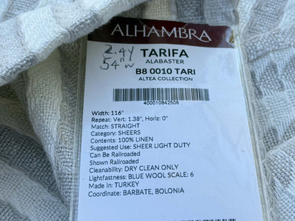 2 Berkbox108 Scalamandre Alhambra Tarifa Alabaster Linen Gray White Stripe Sheers 2.4yd x54 wide