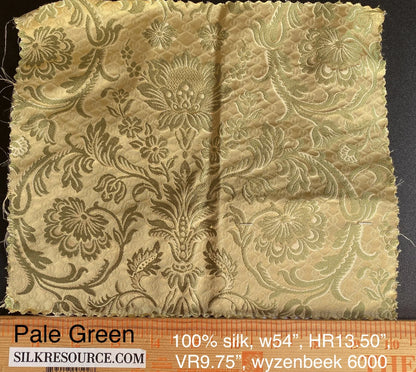 In Name of Rose Medallion Acanthus Renaissance Silk Damask Jacquard Pale Green & Gold MSRP USD 225Y