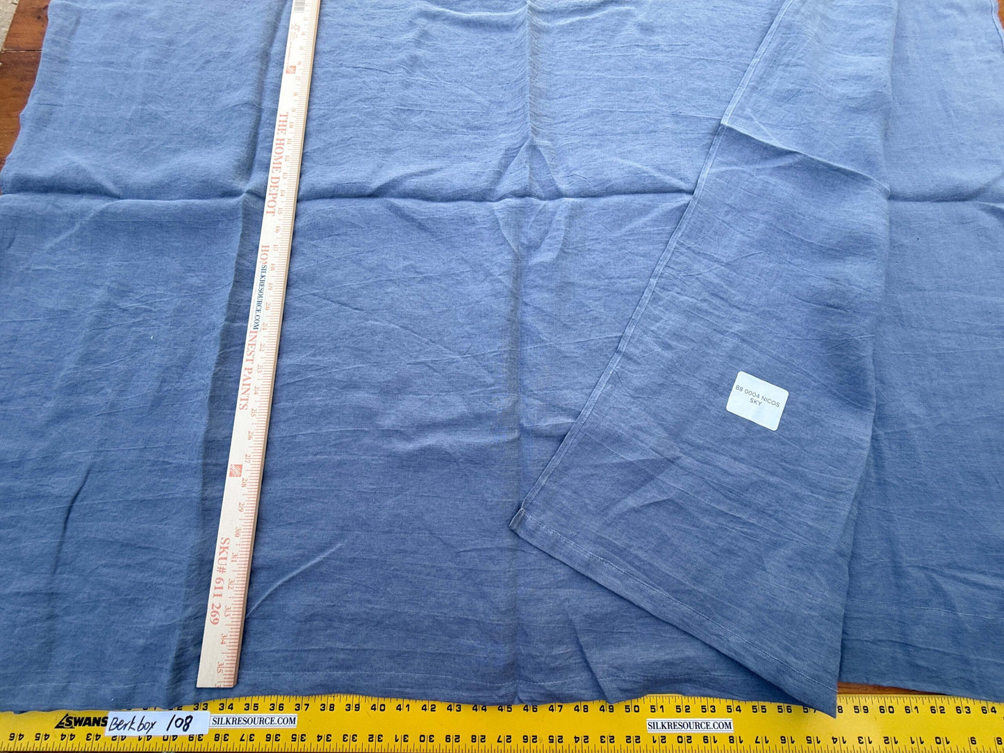 3 Berkbox108 Scalamandre Alhambra Nicos Sky Blue Sheers Linen Solid 2.4yd x54 wide