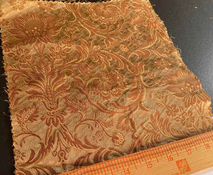 In Name of Rose Medallion Acanthus Renaissance Silk Damask Jacquard Gold Copper MSRP USD 225Y