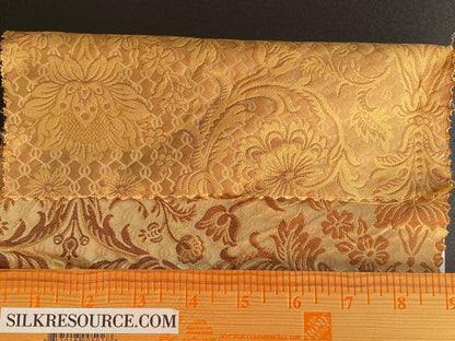 In Name of Rose Medallion Acanthus Renaissance Silk Damask Jacquard Gold Copper MSRP USD 225Y