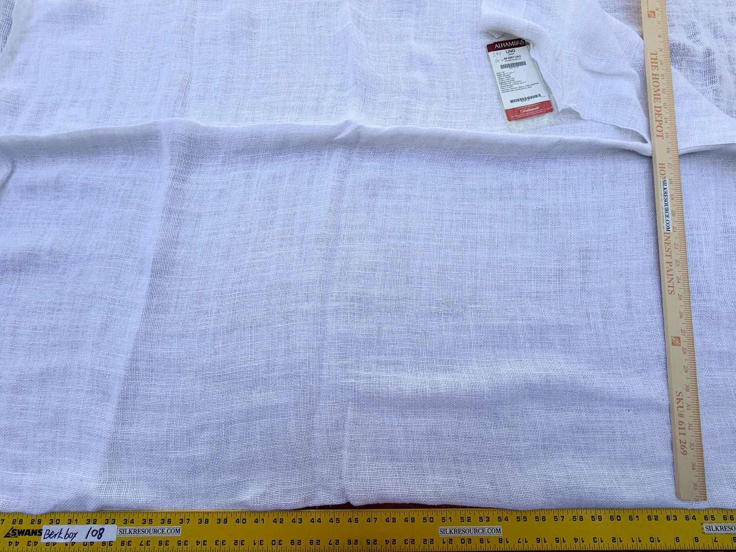 6 Berkbox108 Scalamandre Alhambra Lino Swan White Sheer Linen Solid Texture 2.4yd x54" wide