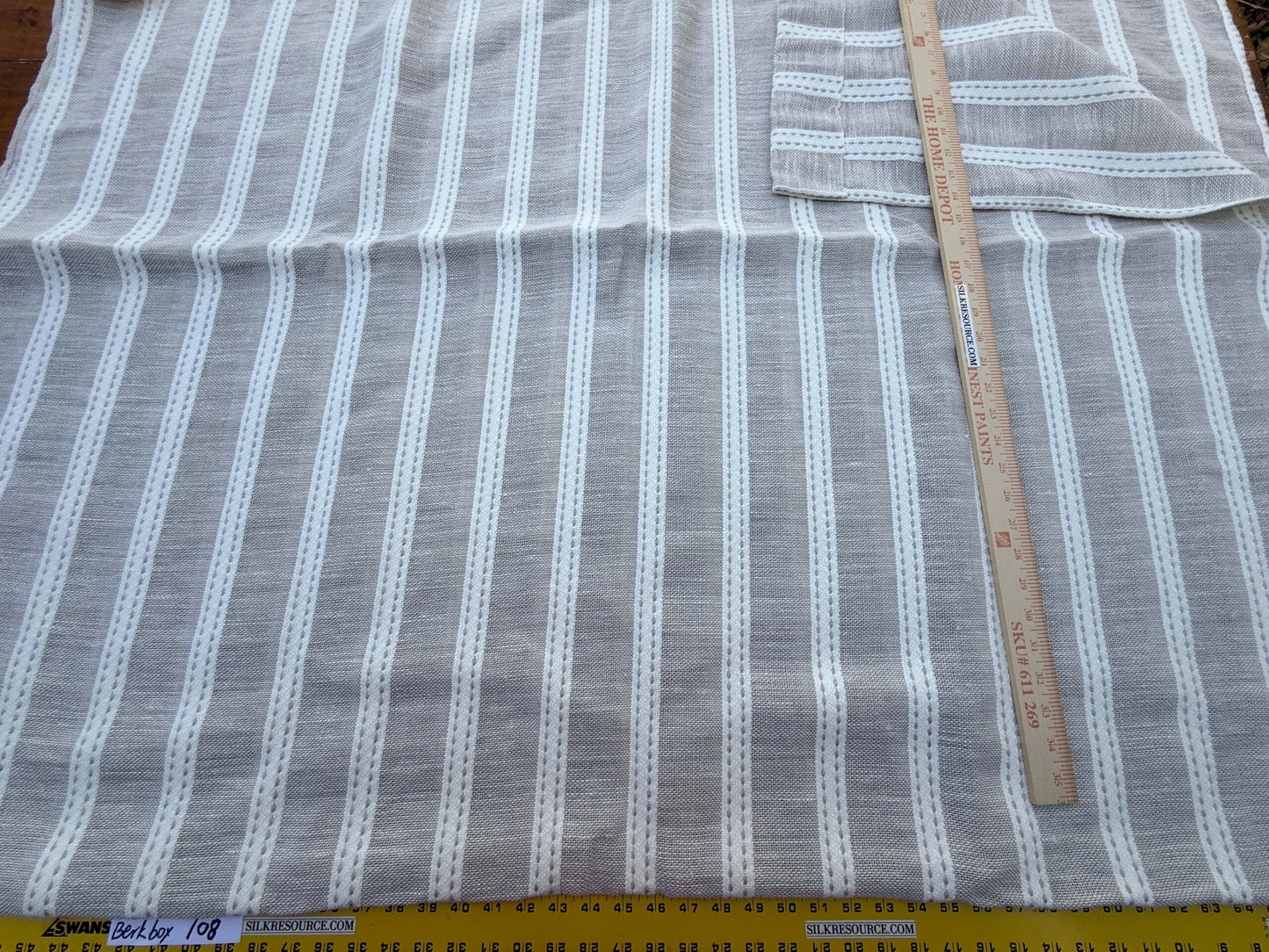 7 Berkbox108 Scalamandre Alhambra Barbate Cloud White Jacquards Linen Stripe Solid Texture 2.4yd x54" wide