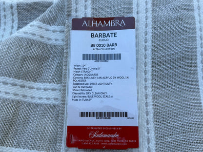7 Berkbox108 Scalamandre Alhambra Barbate Cloud White Jacquards Linen Stripe Solid Texture 2.4yd x54" wide