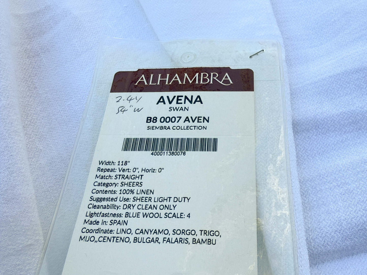 8 Berkbox108 Scalamandre Alhambra Avena Swan Sheers White Linen Stripe Solid Texture 2.4yd x54" wide