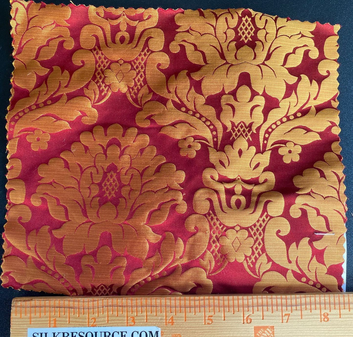 High End Veranda Renaissance Damask 100% Silk Red and Gold