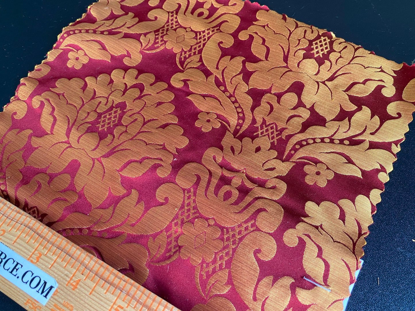 High End Veranda Renaissance Damask 100% Silk Red and Gold