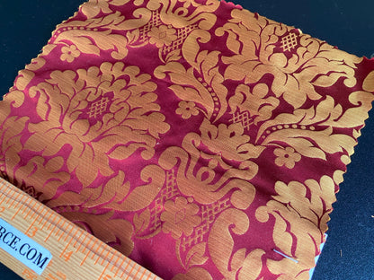 High End Veranda Renaissance Damask 100% Silk Red and Gold