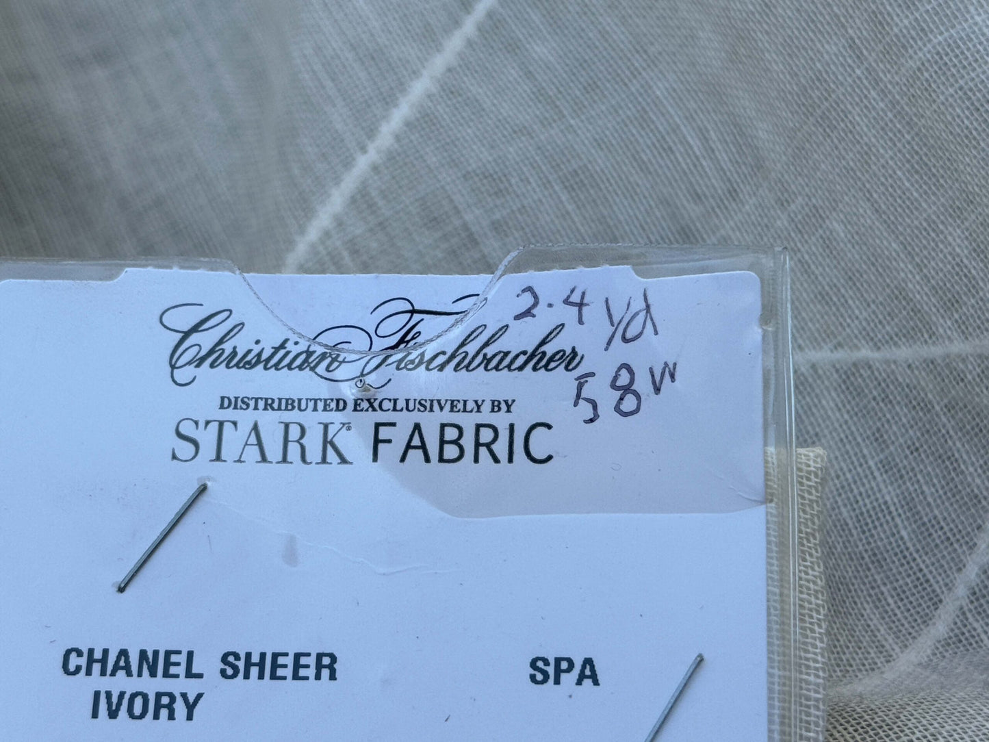 9 Berkbox108 Scalamandre Christian Fiscbacher Chanel Sheer Ivory Ogee Linen Polyester 2.4yd x58" wide