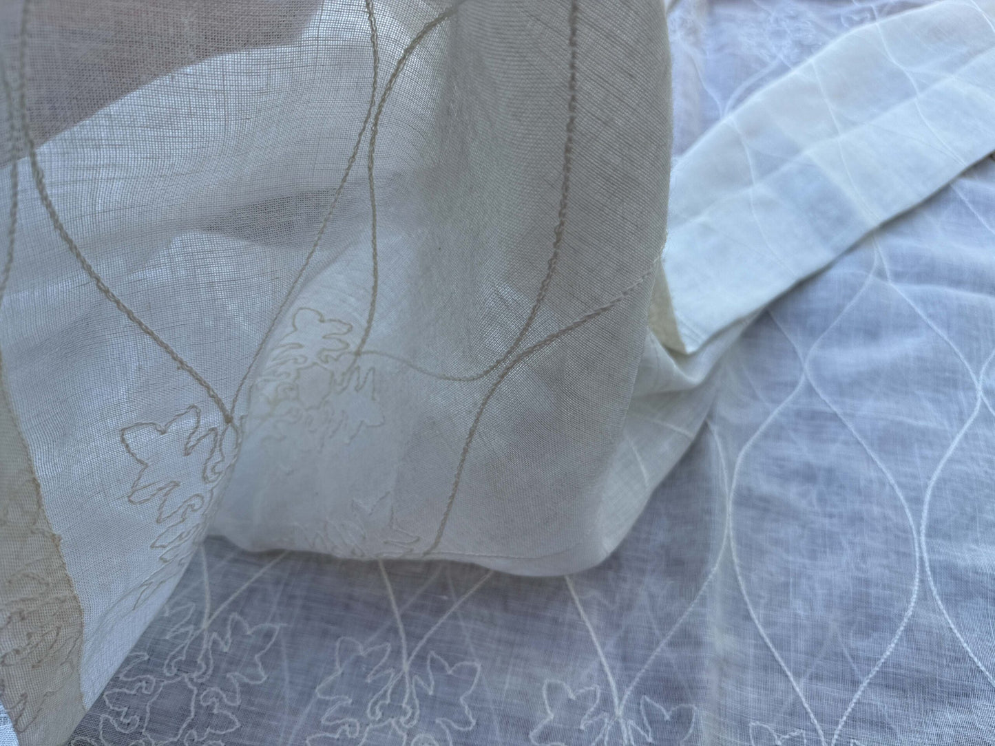 9 Berkbox108 Scalamandre Christian Fiscbacher Chanel Sheer Ivory Ogee Linen Polyester 2.4yd x58" wide