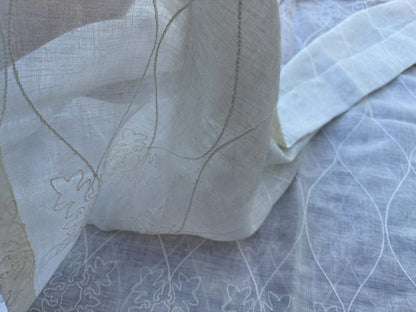 9 Berkbox108 Scalamandre Christian Fiscbacher Chanel Sheer Ivory Ogee Linen Polyester 2.4yd x58" wide