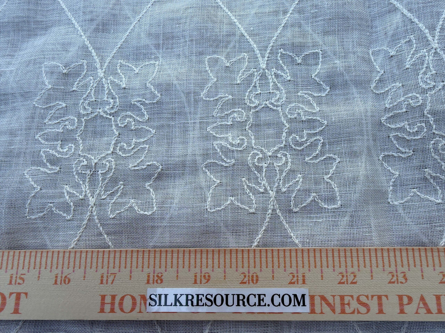 9 Berkbox108 Scalamandre Christian Fiscbacher Chanel Sheer Ivory Ogee Linen Polyester 2.4yd x58" wide