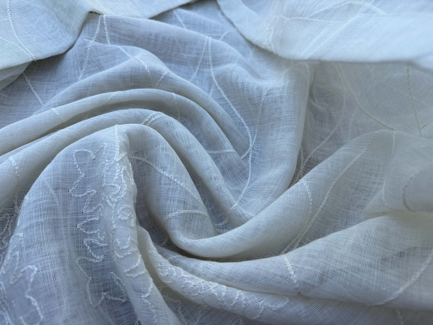 9 Berkbox108 Scalamandre Christian Fiscbacher Chanel Sheer Ivory Ogee Linen Polyester 2.4yd x58" wide