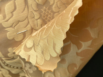 High End Veranda Renaissance Damask 100% Silk Pale Yellow Gold