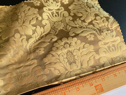 High End Veranda Renaissance Damask 100% Silk Pale Yellow Gold