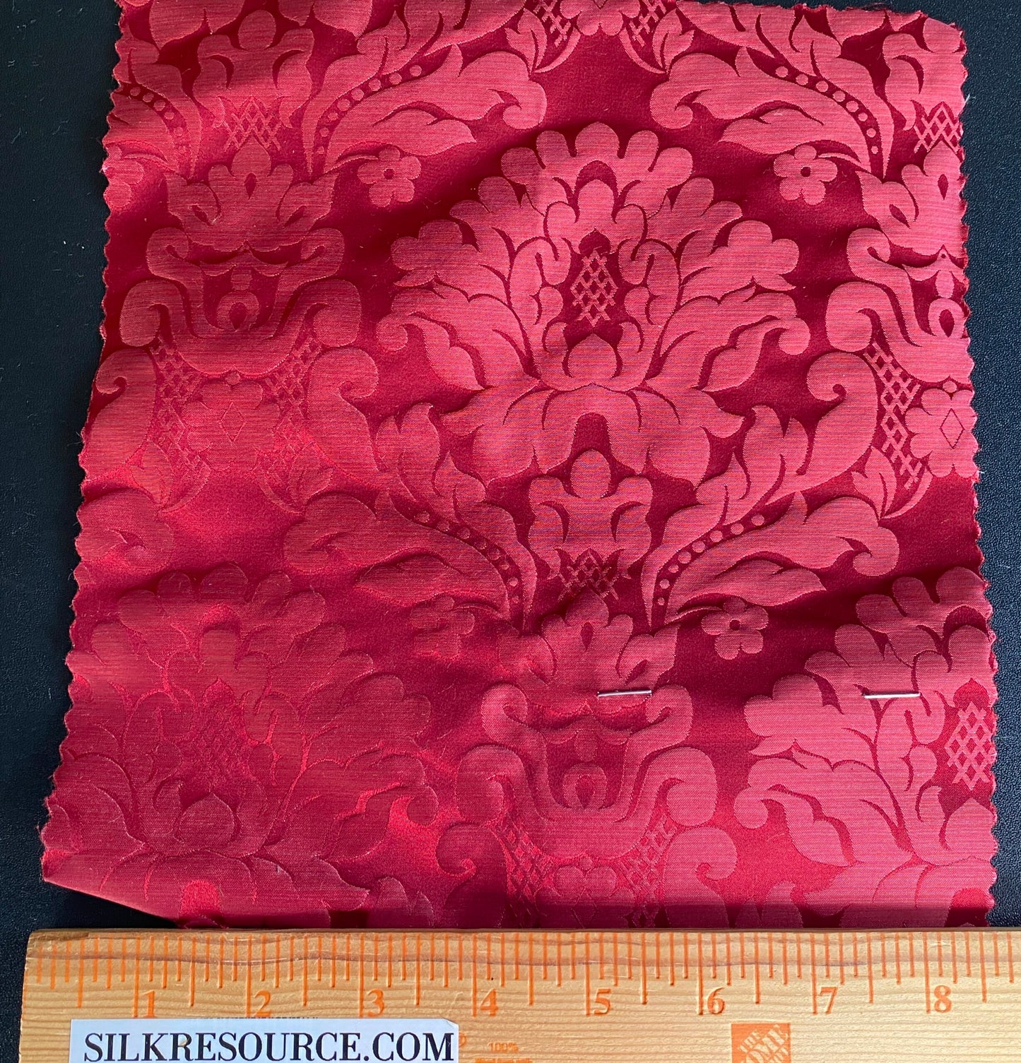 High End Veranda Renaissance Damask 100% Silk Ruby Red Crimson