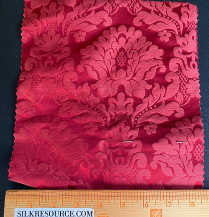 High End Veranda Renaissance Damask 100% Silk Ruby Red Crimson