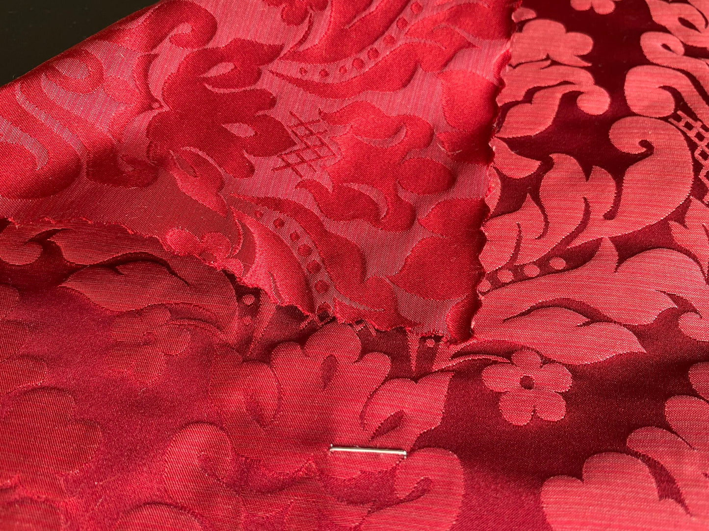 High End Veranda Renaissance Damask 100% Silk Ruby Red Crimson