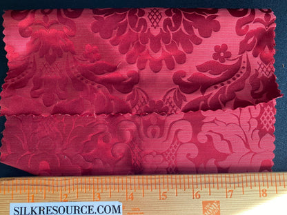High End Veranda Renaissance Damask 100% Silk Ruby Red Crimson
