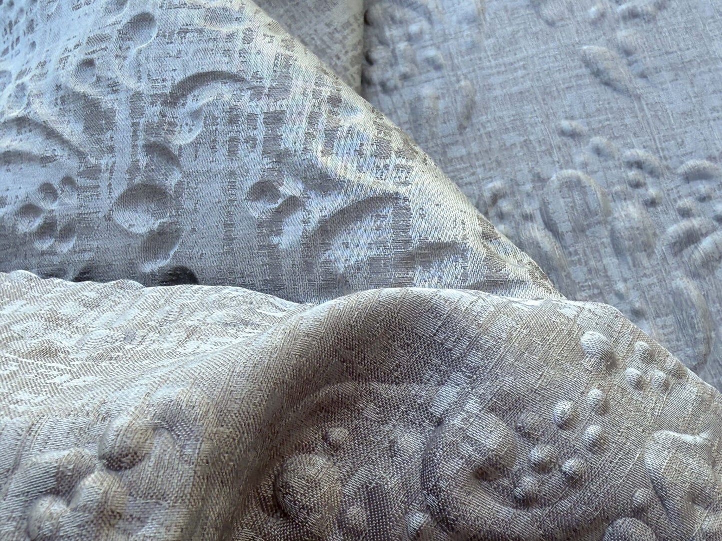 2 Berkbox109 Scalamandre Christian Fischbacher Orient Damask Pearl Grey Polyester 2.4yd x54" wide