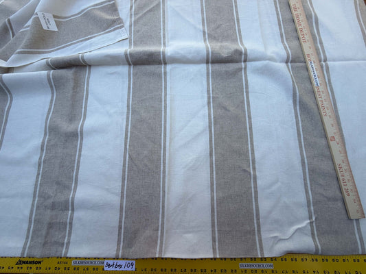 3 Berkbox109 Scalamandre Alhambra Polop Linen Beige Cream Wide Stripe 2.4yd x54" wide