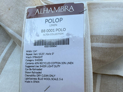 3 Berkbox109 Scalamandre Alhambra Polop Linen Beige Cream Wide Stripe 2.4yd x54" wide