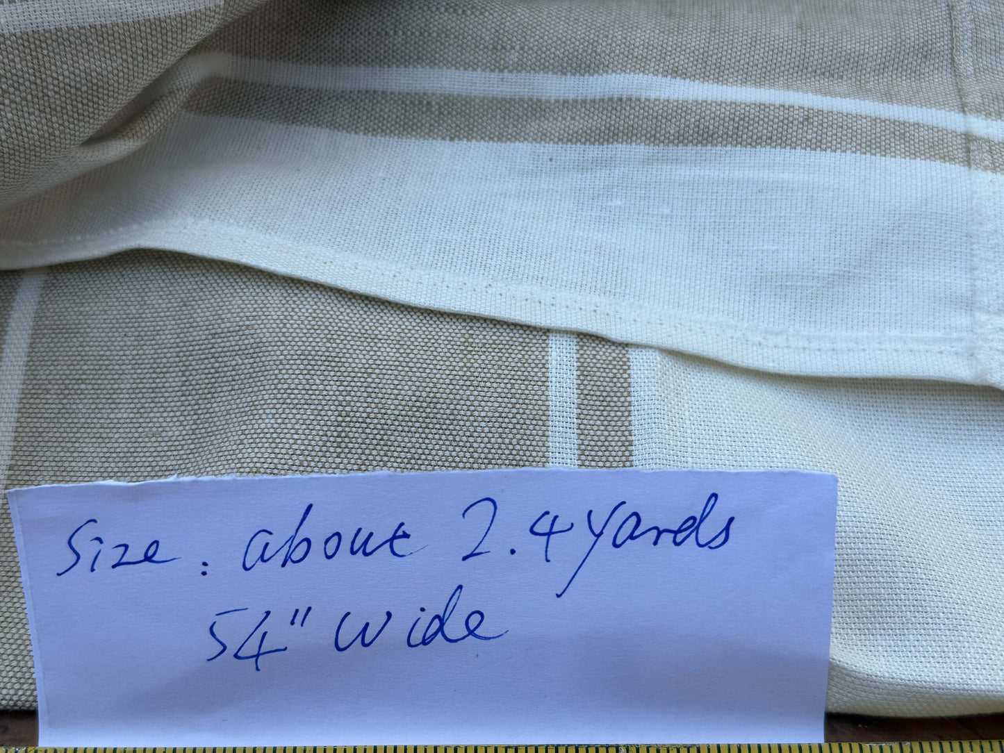 3 Berkbox109 Scalamandre Alhambra Polop Linen Beige Cream Wide Stripe 2.4yd x54" wide