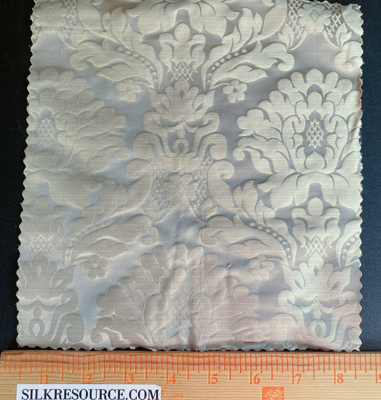 High End Veranda Renaissance Damask 100% Silk Taupe Beige