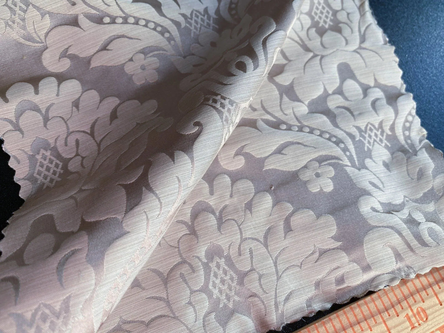 High End Veranda Renaissance Damask 100% Silk Taupe Beige