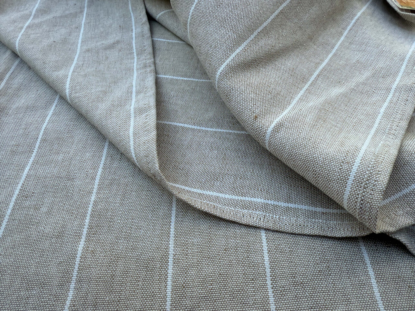 4 Berkbox109 Scalamandre Alhambra Algar Linen Beige Stripe Cotton  2.4yd x54" wide