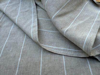 4 Berkbox109 Scalamandre Alhambra Algar Linen Beige Stripe Cotton  2.4yd x54" wide