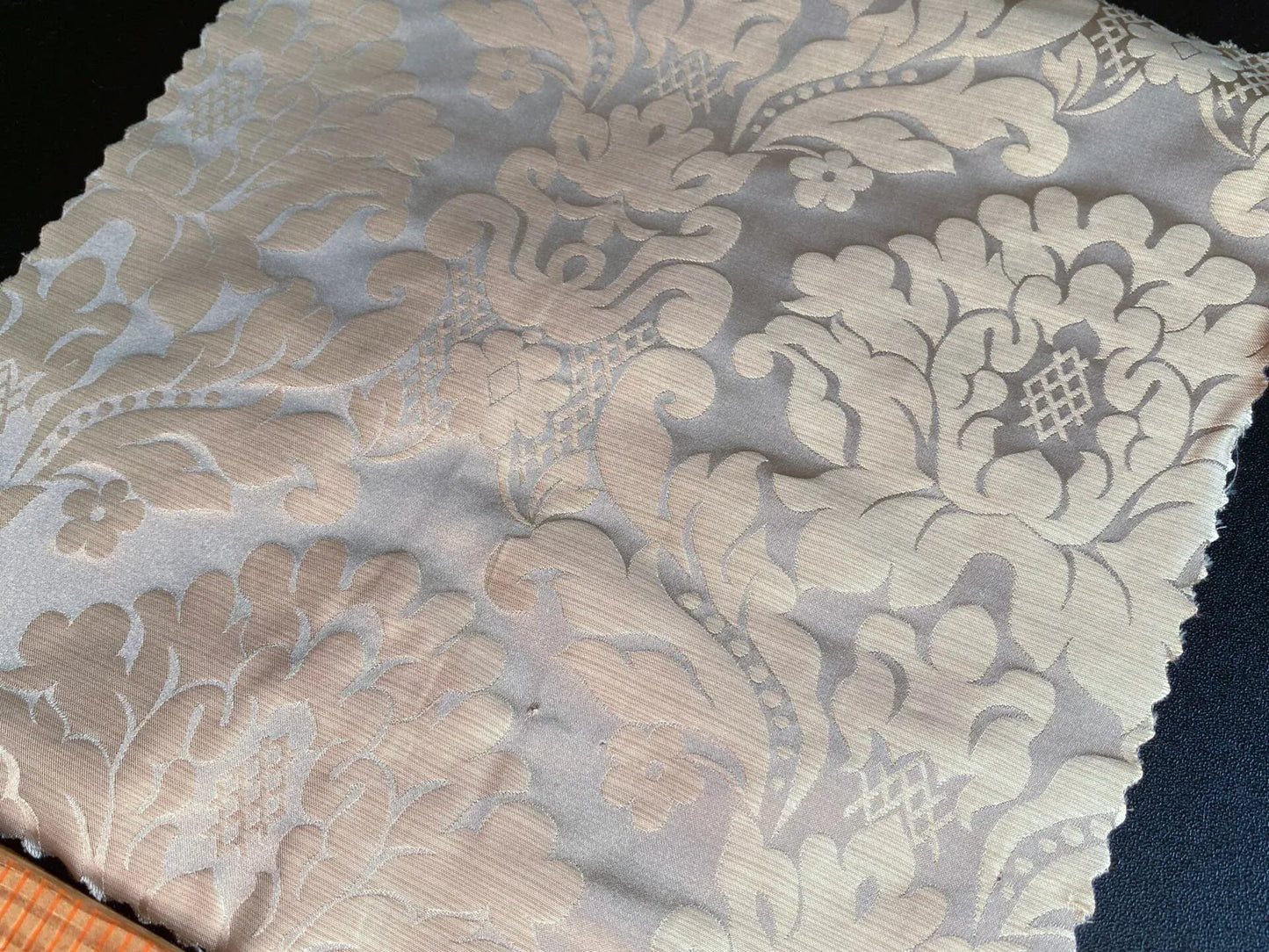 High End Veranda Renaissance Damask 100% Silk Taupe Beige