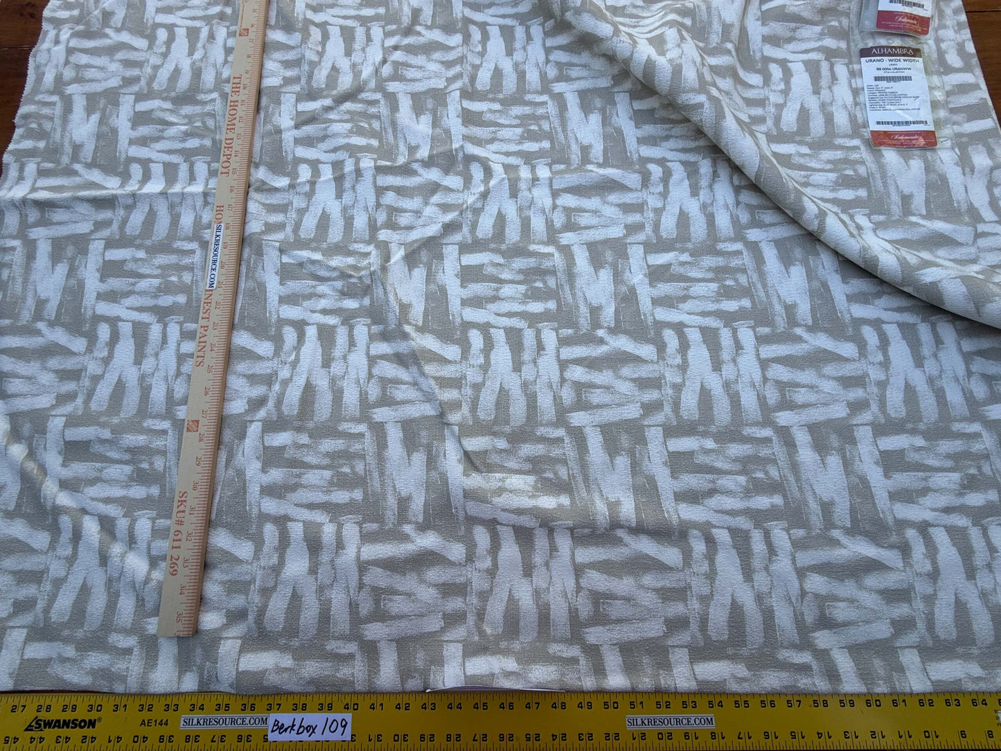 5 Berkbox109 Scalamandre Alhambra Urano Linen Beige White Abstract Cotton 2.4yd x54" wide