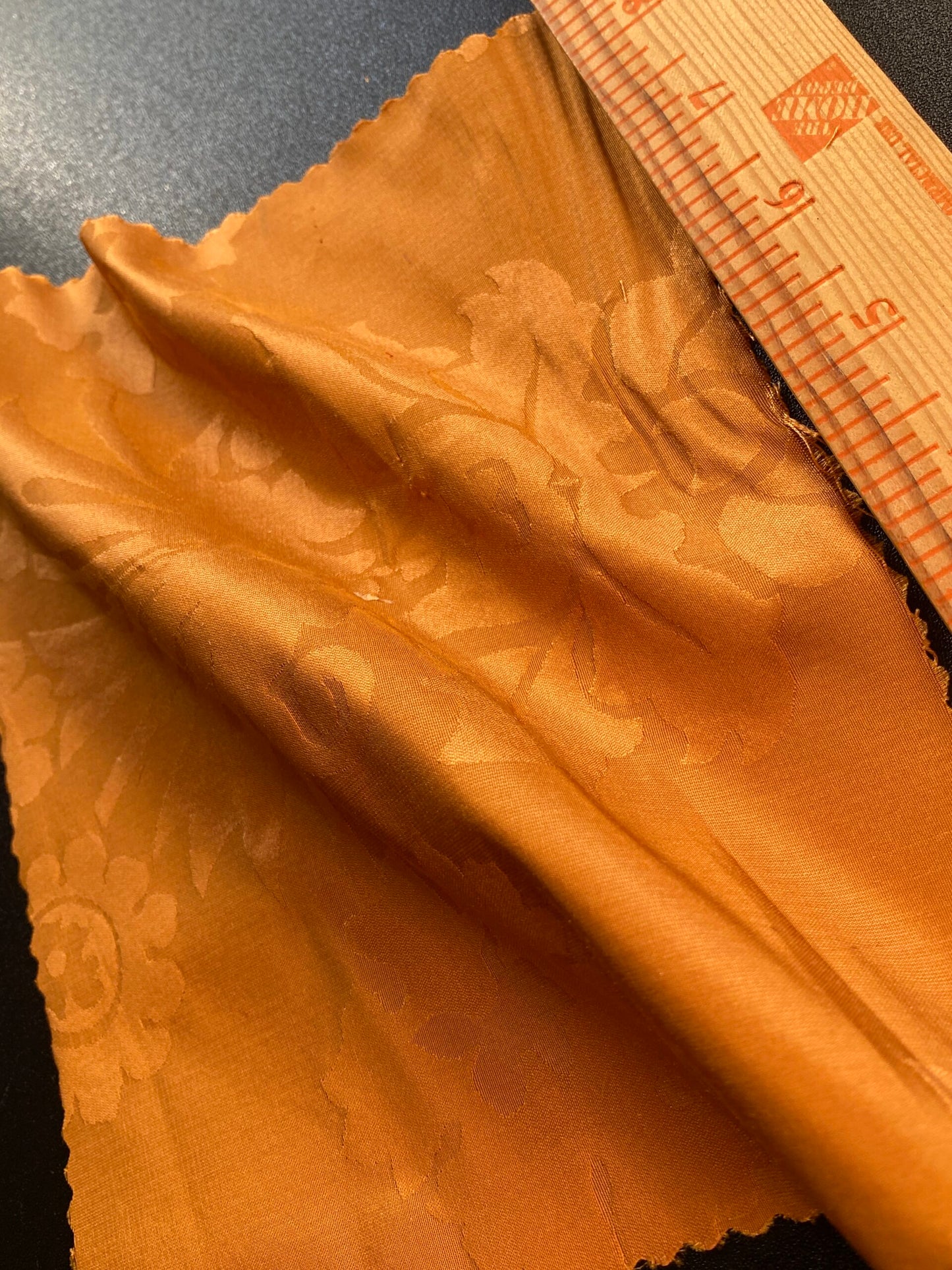 Simple Greek Damask 100% Silk Sunset Red Gold Rose