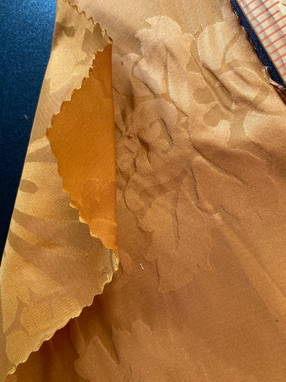 Simple Greek Damask 100% Silk Sunset Red Gold Rose