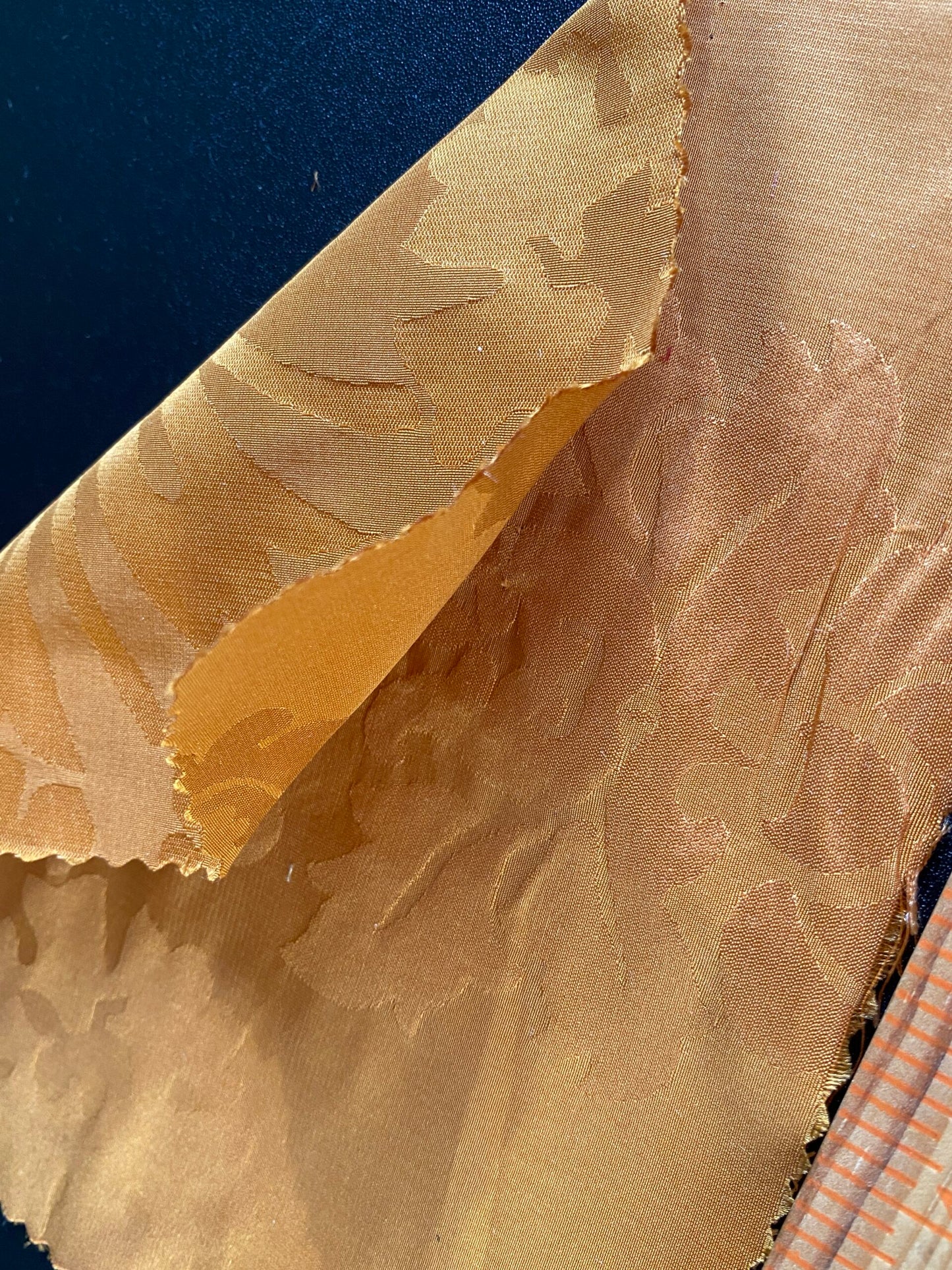 Simple Greek Damask 100% Silk Sunset Red Gold Rose