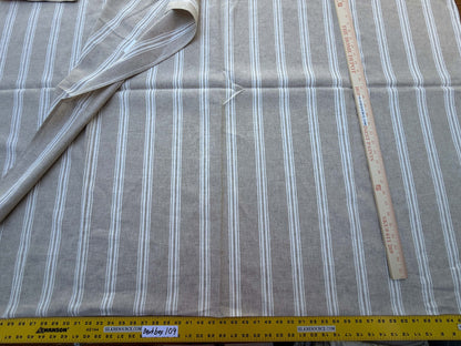 6 Berkbox109 Scalamandre Alhambra Negret Linen Beige White Cotton Stripe  2.4yd x54" wide